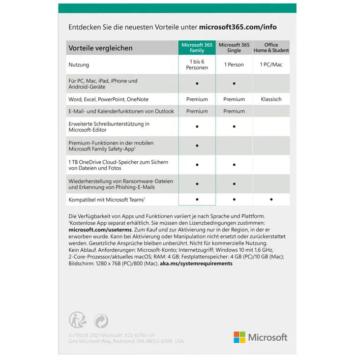 Microsoft Office 365 Family - 6 User / 12 Monate