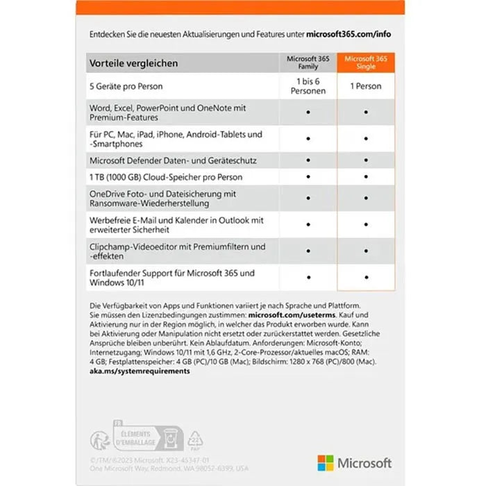 Microsoft Office 365 Single - 1 User / 12 Monate